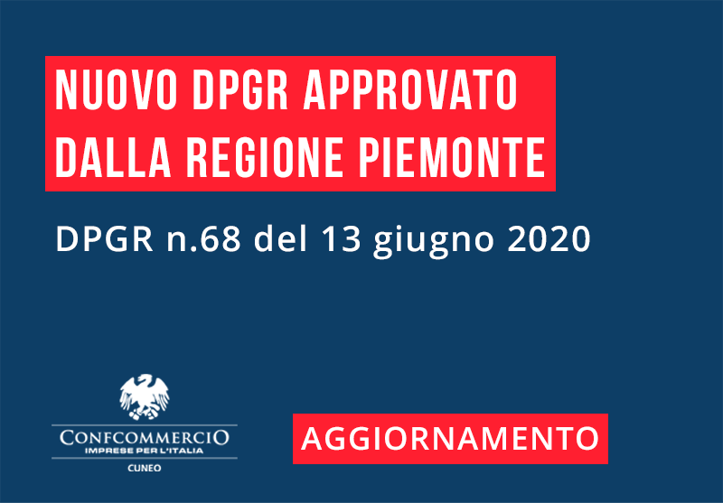 Confcommercio Cuneo DPGR 68 Regione Piemonte