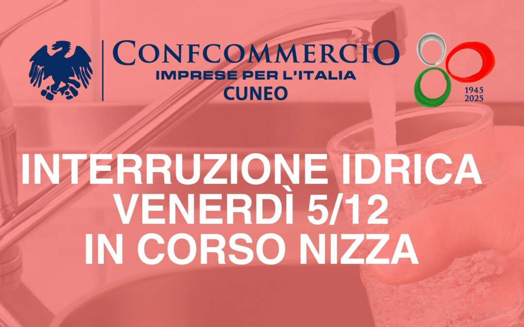 Interruzione idrica su Corso Nizza domani mattina 5 dicembre