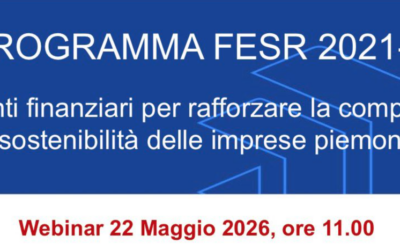 Programma FESR 21-27: Strumenti finanziari per la competitività e la sostenibilità delle imprese piemontesi